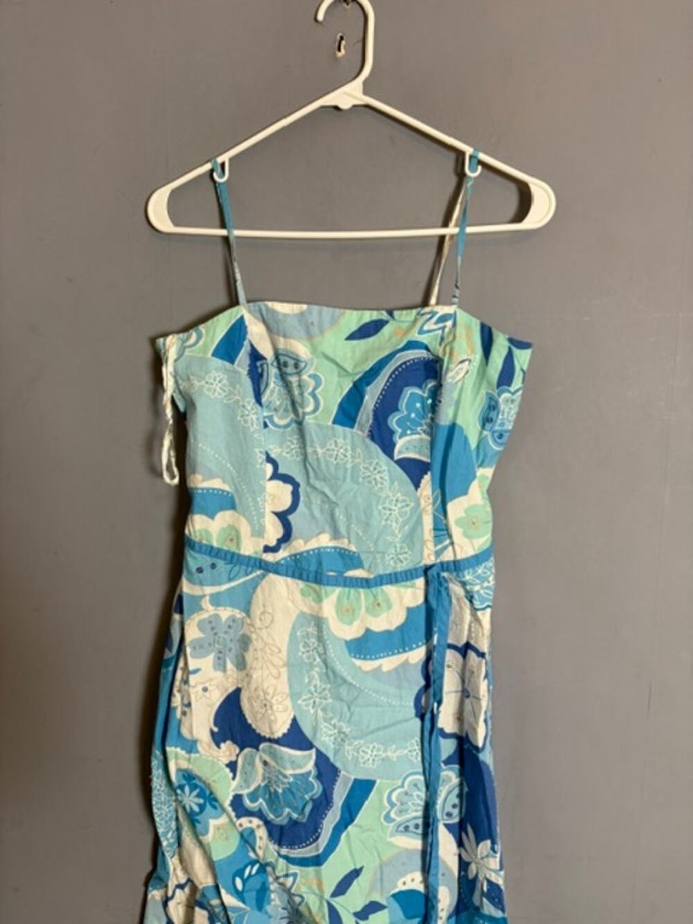 New York & Company Womens Blue Paisley Fit Flare Sundress Size 10 Cotton